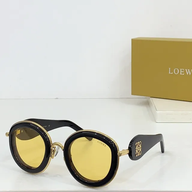Loewe Anagram 圆形超大号黑金太阳镜 3