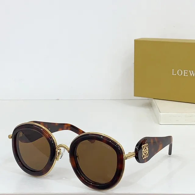 Loewe Anagram 圆形超大号黑金太阳镜 5