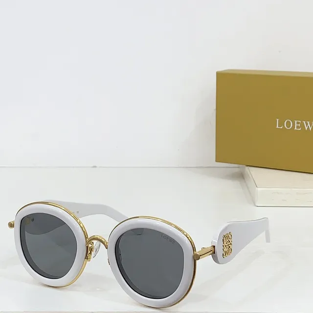 Loewe Anagram 圆形超大号黑金太阳镜 6
