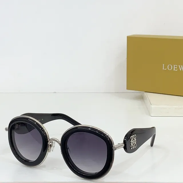 Loewe Anagram 圆形超大号黑金太阳镜 7