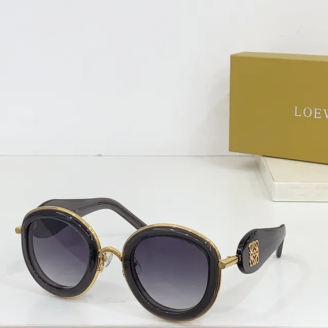 Loewe Anagram 圆形超大号黑金太阳镜 8