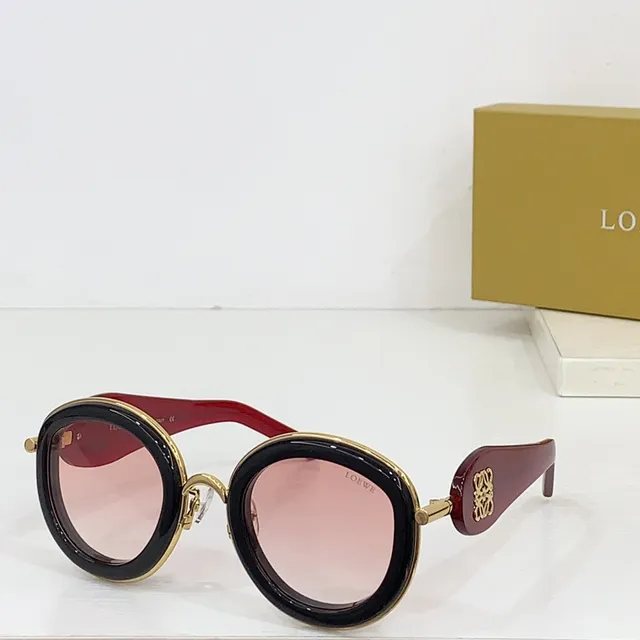 Loewe Anagram 圆形超大号黑金太阳镜 9