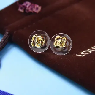 Loewe أقراط مسمارية ذهبية بنقش زهري