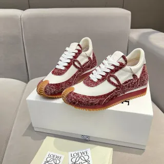 Loewe Flow Runner 2.0 White and Red Textured Lifestyle Sneakers