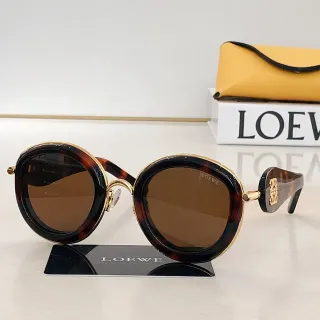 Loewe نظارات شمسية مستديرة من الصفصاف واللون الذهبي