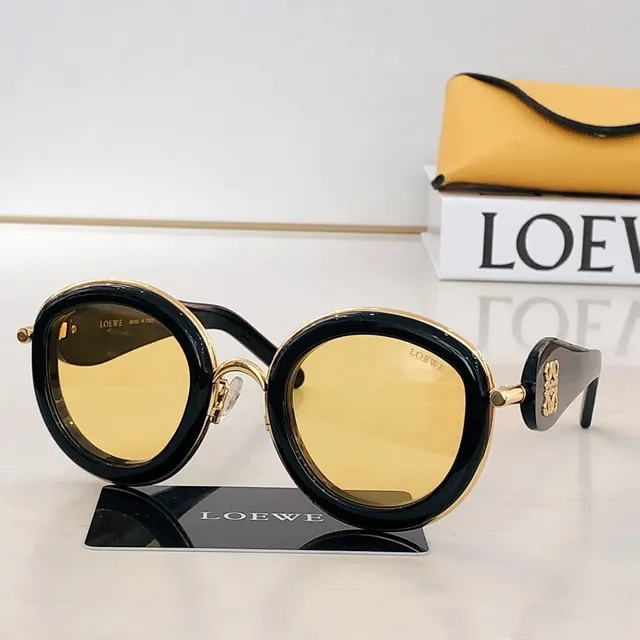 Loeve Gafas de sol redondas de carey y tono dorado 6
