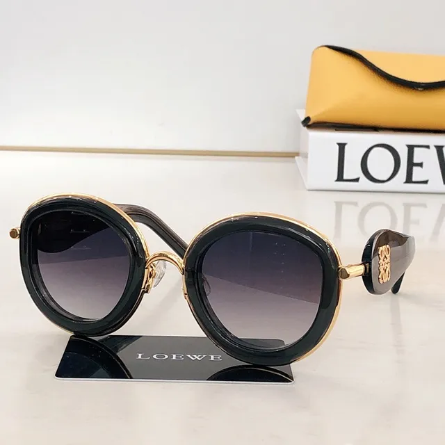 Loeve Gafas de sol redondas de carey y tono dorado 8