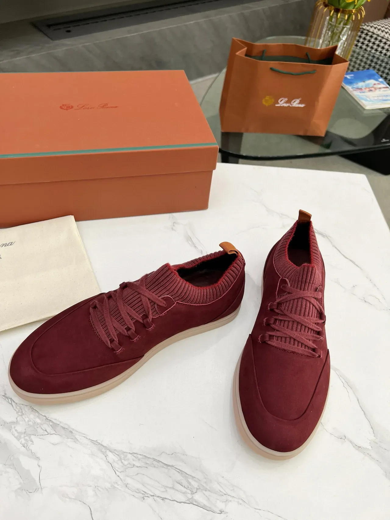 Loewe حذاء رياضي أسلوب حياة بكولار تريكو سويد بورجوندي 5