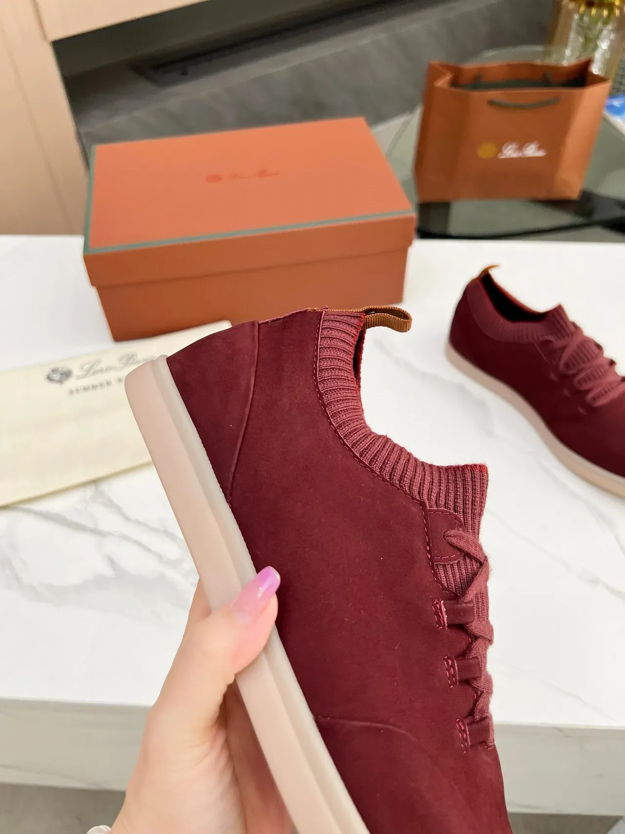 Loewe حذاء رياضي أسلوب حياة بكولار تريكو سويد بورجوندي 8