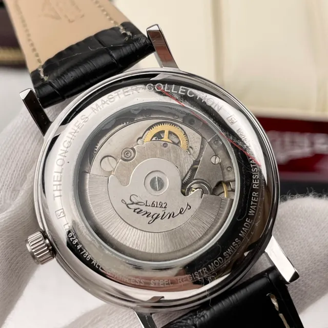Longines Silver Black Minimalist Case Mechanical Watch 4