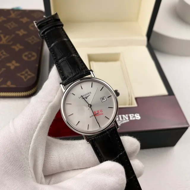 Longines Silver Black Minimalist Case Mechanical Watch 5