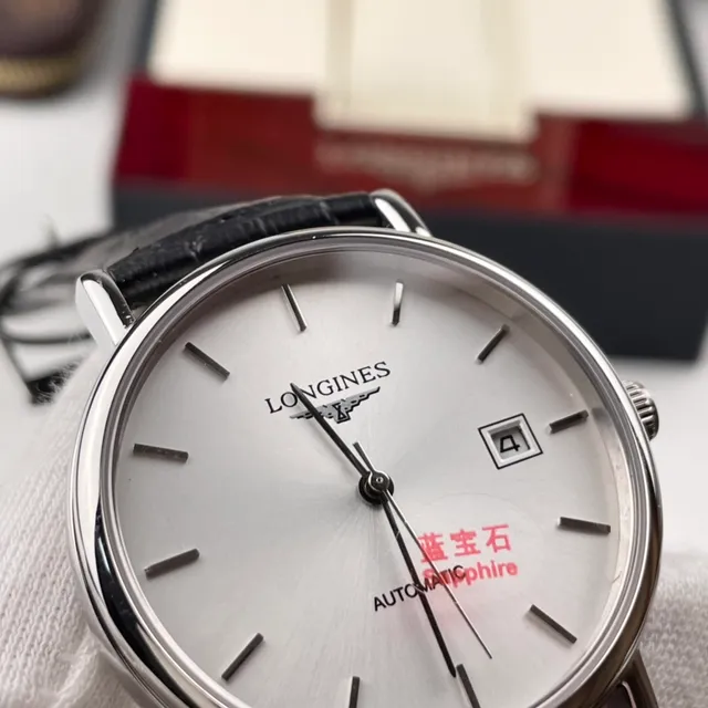 Longines Silver Black Minimalist Case Mechanical Watch 6