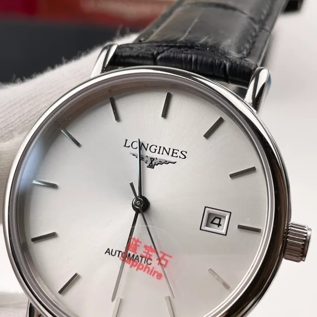 Longines Silver Black Minimalist Case Mechanical Watch 7