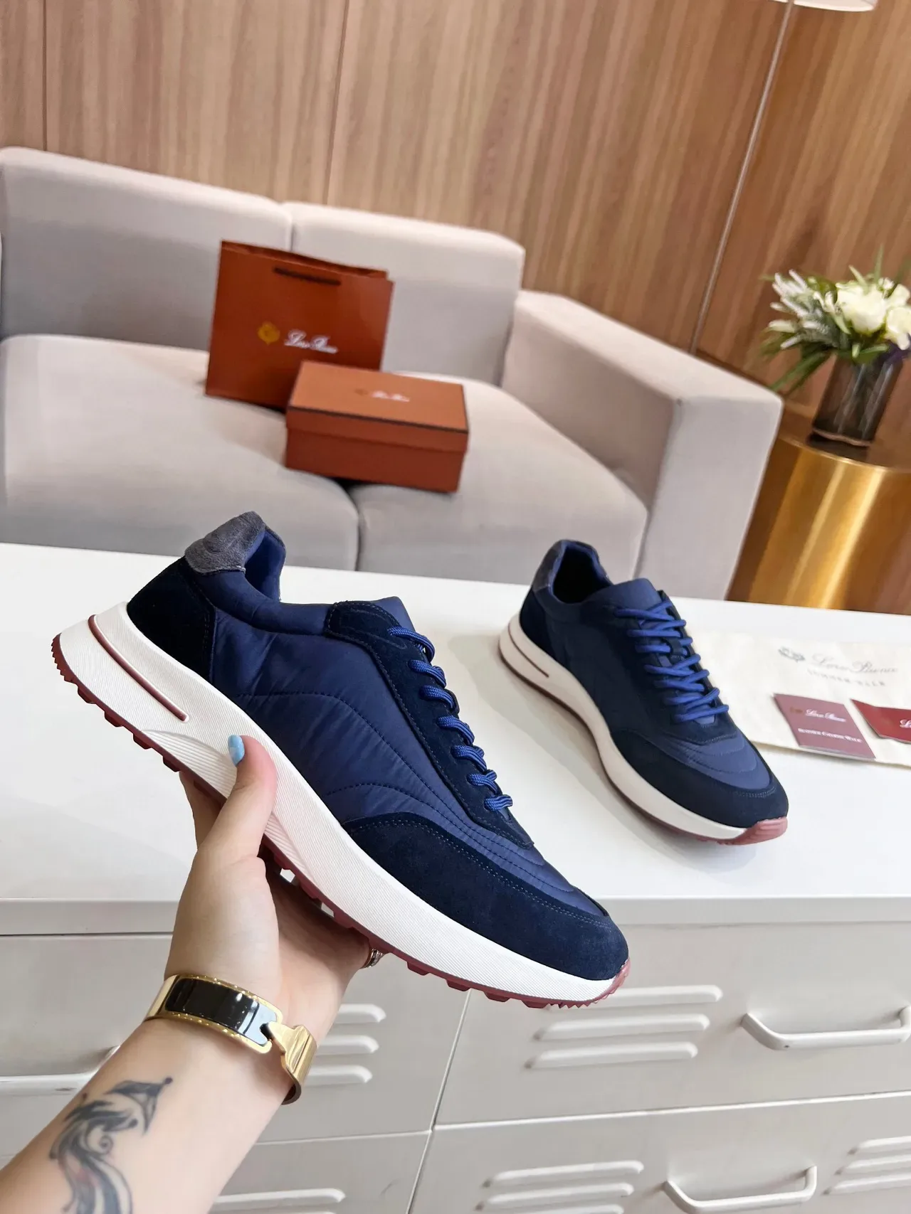 Loro Piana Navy 麂皮和尼龙 生活方式运动鞋 2