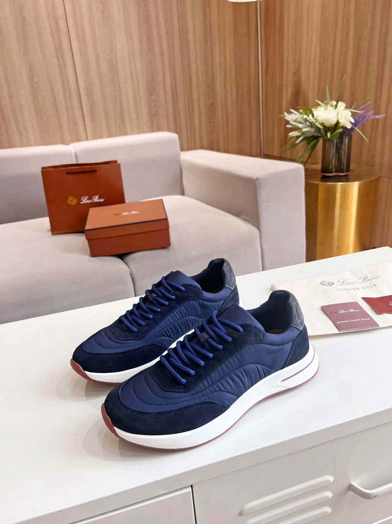 Loro Piana Navy 麂皮和尼龙 生活方式运动鞋 4