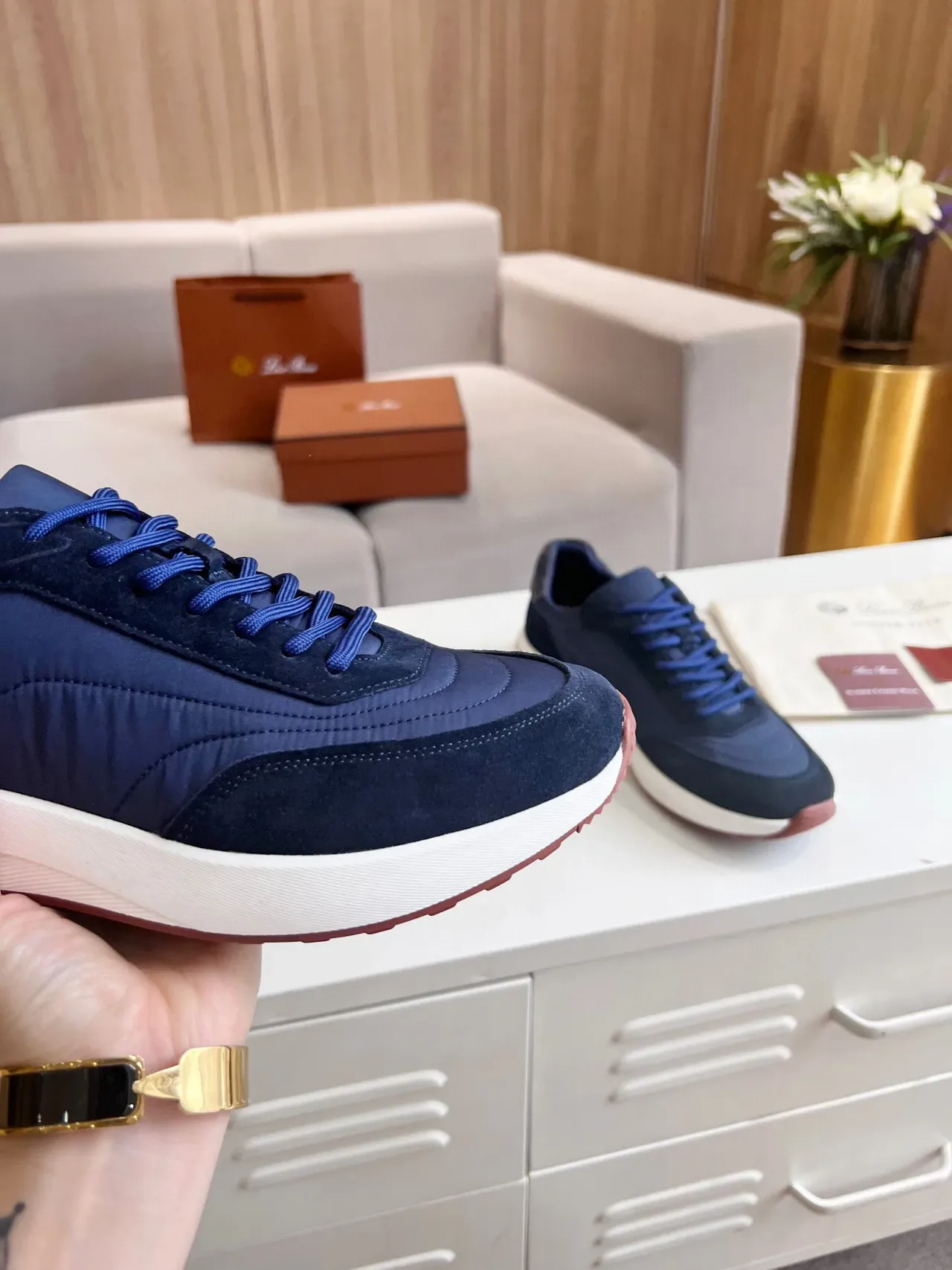 Loro Piana Navy 麂皮和尼龙 生活方式运动鞋 6