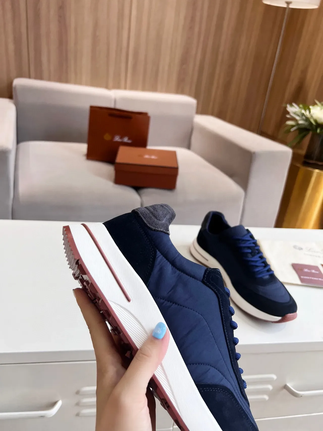 Loro Piana Navy 麂皮和尼龙 生活方式运动鞋 7