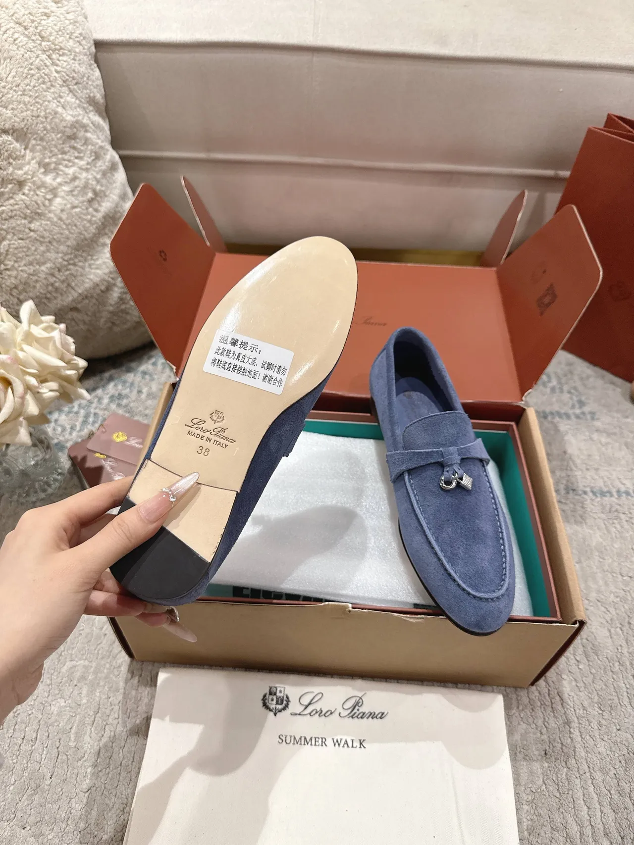 Loro Piana Summer Walk Mocassins en daim bleu 2