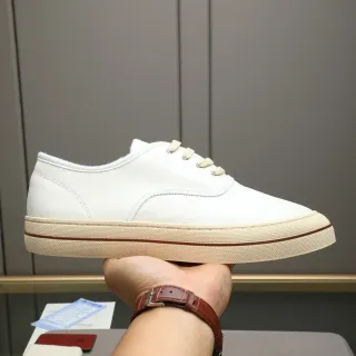 Loro Piana White Leather Low-Top Casual Shoe