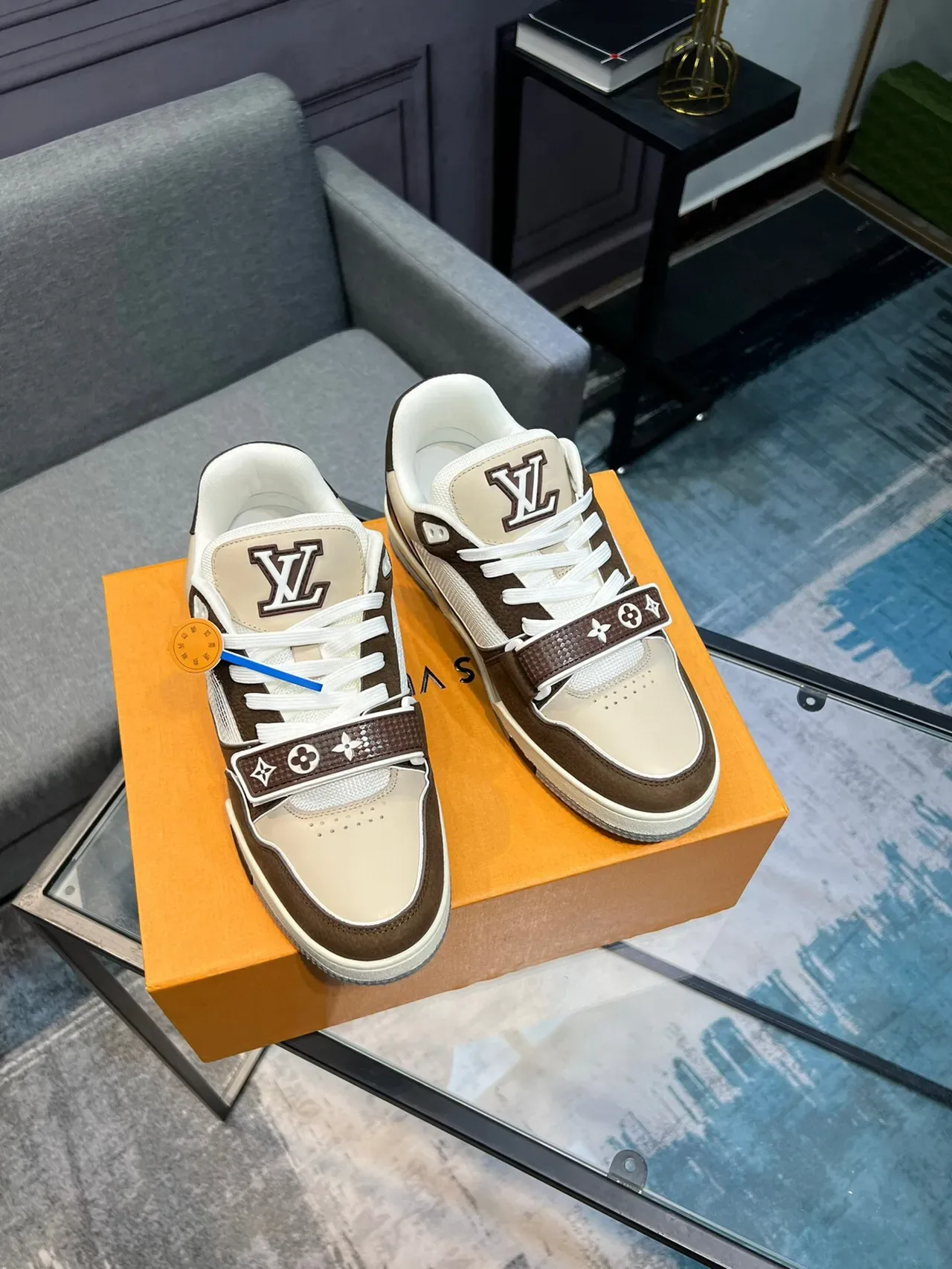 Louis Vuitton Beige Brown Low-Top Dual-Strap Closure Lifestyle Sneakers 5