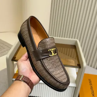 Louis Vuitton বেইজ ব্রাউন বুনন রাফিয়া উপর চামড়ার ট্রিম লোফার