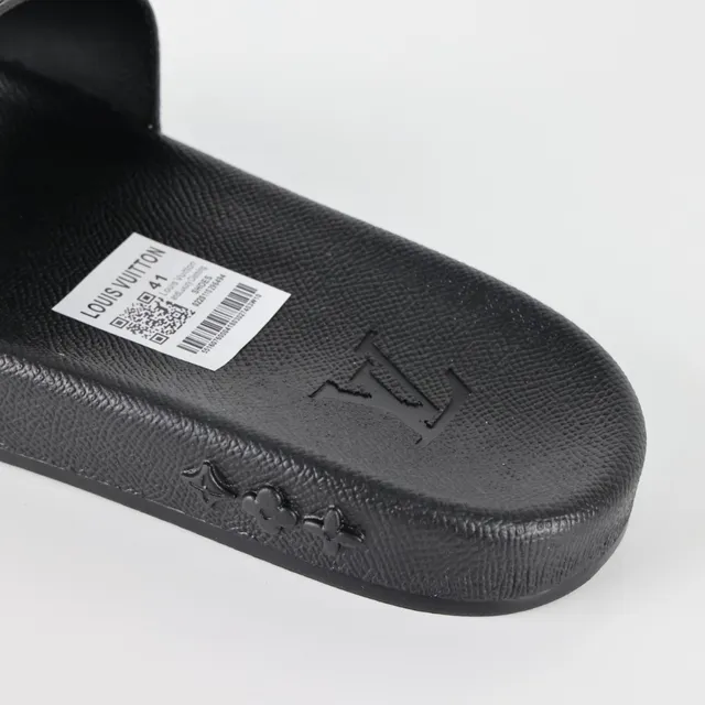 Louis Vuitton نعال أسود أزرق بحزام مطبوع بمونوغرام وقاعدة مطاطرة من المطاط 4