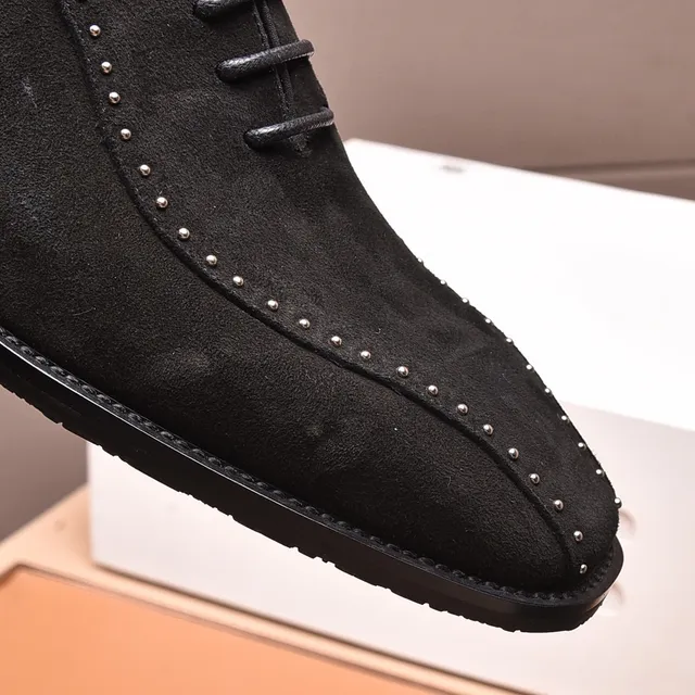 Louis Vuitton Preto Marrom Camurça Perfurações Completas Brogue 4