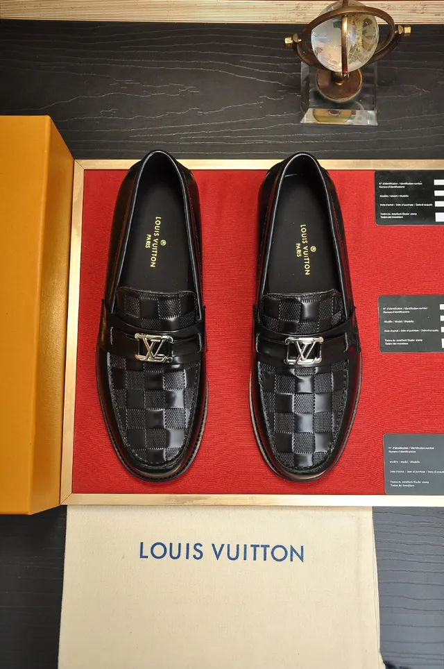 Louis Vuitton Black Gold Leather Woven Panel Loafer 5