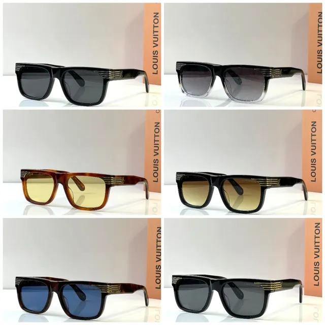 Louis Vuitton Black Gold Rectangular Frame Matte Acetate Sunglasses 8
