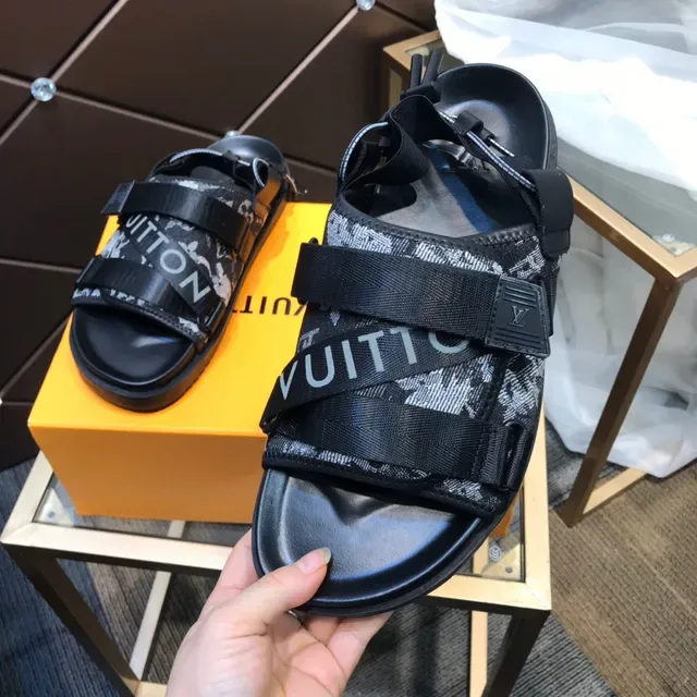 Louis Vuitton صندل كاجوال أسود رمادي متعدد الحزام قماش مونوغرام 3