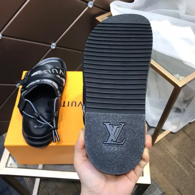 Louis Vuitton صندل كاجوال أسود رمادي متعدد الحزام قماش مونوغرام 5