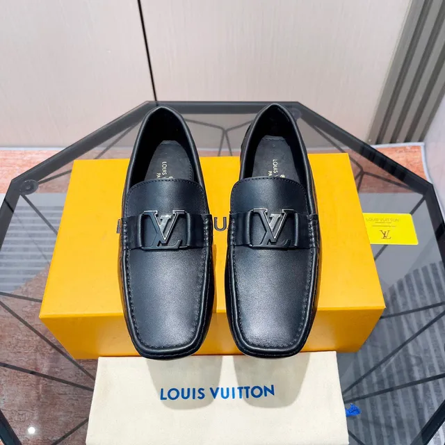 Louis Vuitton Black Leather LV Buckle Closure Loafer 4