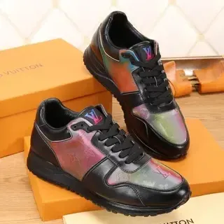 Louis Vuitton 黑色 多彩 皮革 虹彩 Monogram 面板 生活方式 运动鞋