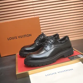 Louis Vuitton Chaussures Oxford en cuir noir poli à bout cap