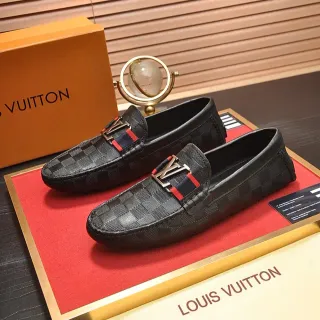 Louis Vuitton काला लाल Damier Graphite चेकार्ड चामড়া LV Monogram বাকেল লোফার