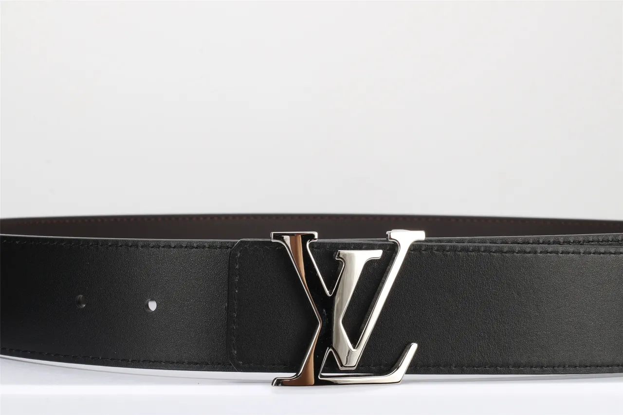 Louis Vuitton কালো রূপালি মসৃণ দ্বি-রঙের ধাতু LV বাকল চামড়ার বেল্ট 7