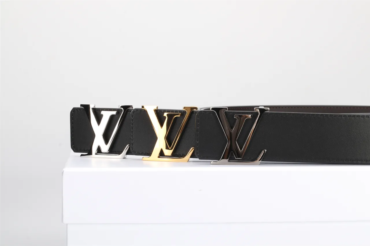 Louis Vuitton কালো রূপালি মসৃণ দ্বি-রঙের ধাতু LV বাকল চামড়ার বেল্ট 11