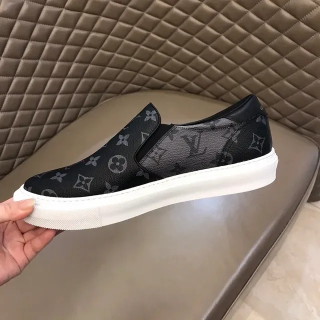 Louis Vuitton Black White Slip-On Monogram-Printed Lifestyle Sneakers 3