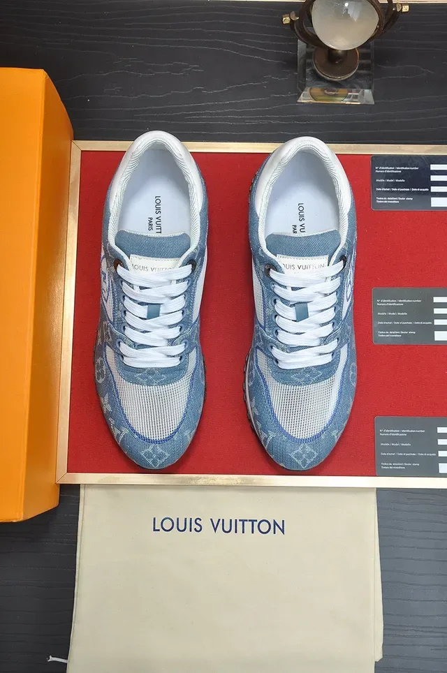 Louis Vuitton Blue White Monogrammed Denim Upper Mesh Paneling Lifestyle Sneakers 2