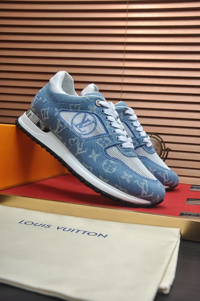 Louis Vuitton Blue White Monogrammed Denim Upper Mesh Paneling Lifestyle Sneakers 3