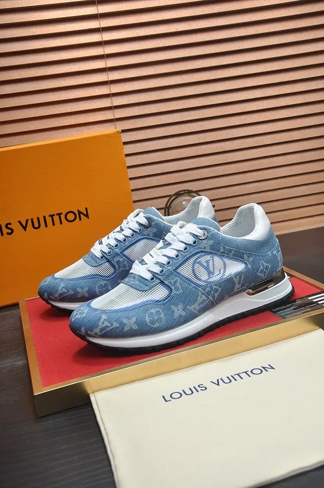 Louis Vuitton Blue White Monogrammed Denim Upper Mesh Paneling Lifestyle Sneakers 4
