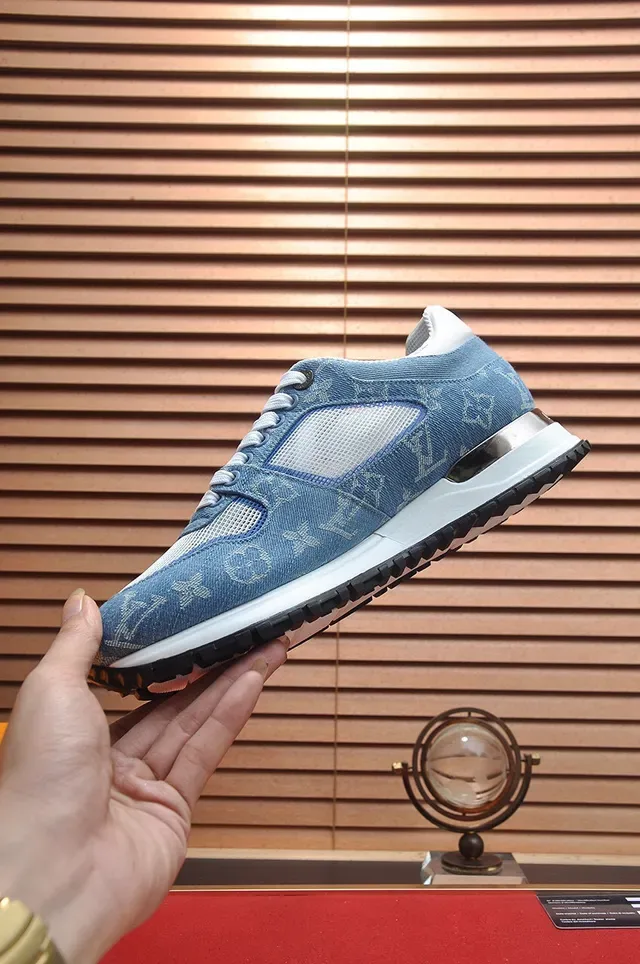 Louis Vuitton Blue White Monogrammed Denim Upper Mesh Paneling Lifestyle Sneakers 5