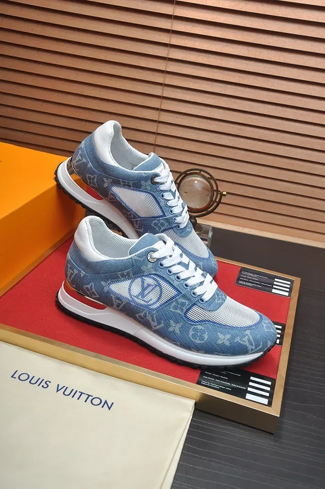 Louis Vuitton Blue White Monogrammed Denim Upper Mesh Paneling Lifestyle Sneakers 6