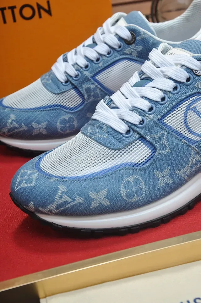 Louis Vuitton Blue White Monogrammed Denim Upper Mesh Paneling Lifestyle Sneakers 8