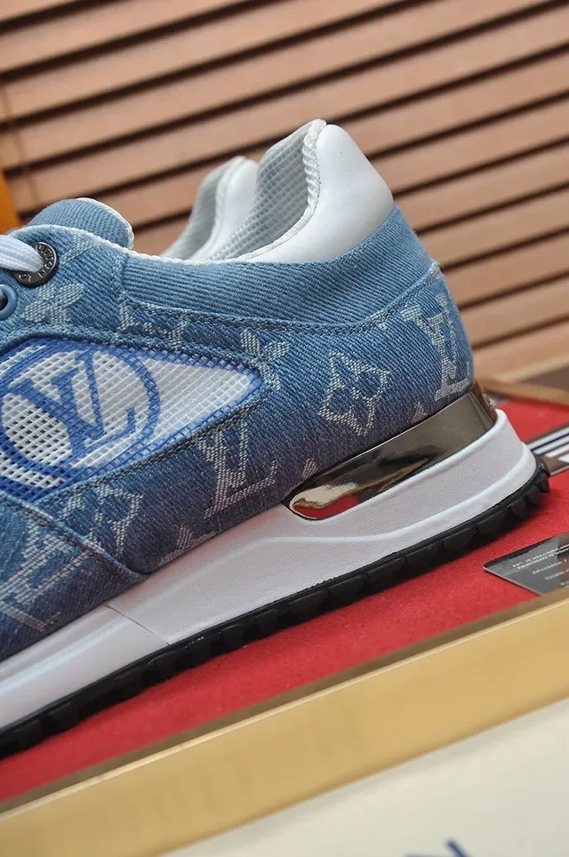 Louis Vuitton Blue White Monogrammed Denim Upper Mesh Paneling Lifestyle Sneakers 9