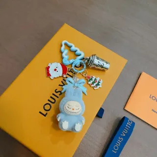 Louis Vuitton Blue White Plush Bunny Centerpiece Enamel Holiday Charms Handbag