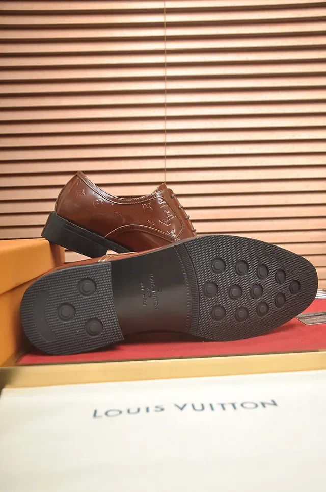 Louis Vuitton Brown Black Cap-Toe Polished Leather Oxford Shoes 2