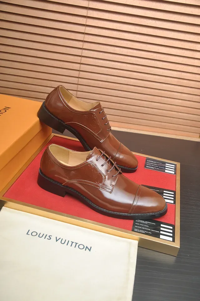 Louis Vuitton Brown Black Cap-Toe Polished Leather Oxford Shoes 3