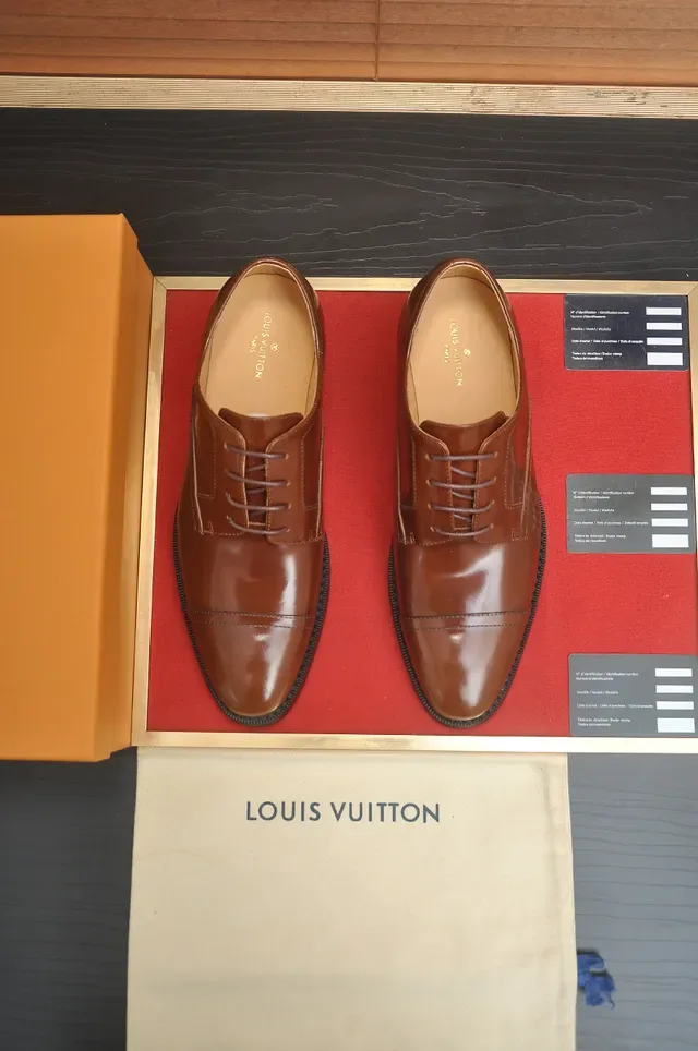 Louis Vuitton Brown Black Cap-Toe Polished Leather Oxford Shoes 4