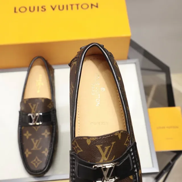 Louis Vuitton Mocassim Marrom Preto Monograma Lona Borda de Couro 3